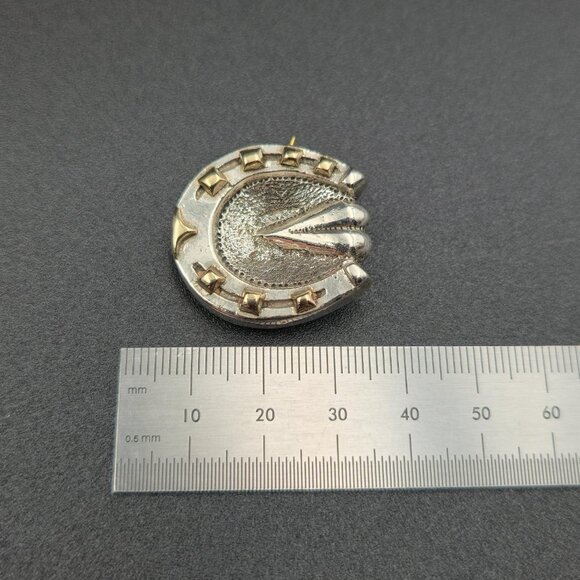 Sterling Silver Horseshoe And Shell Heavy Pin Brooch A6148 - Picture 5 of 7